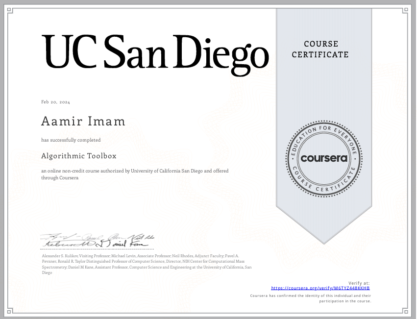 UC San Diego Algorithmic Toolbox