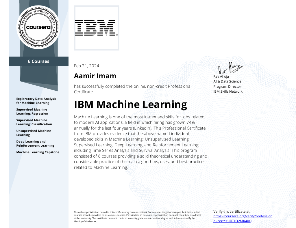 IBM Professional Machine Learning